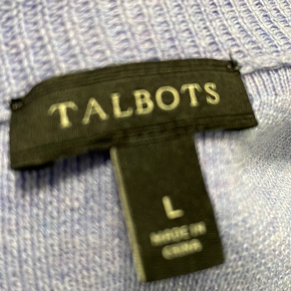 Talbots Cotton Blend Violet Round Neck Elbow Length Sleeves Sweater Top Size L - Picture 11 of 12